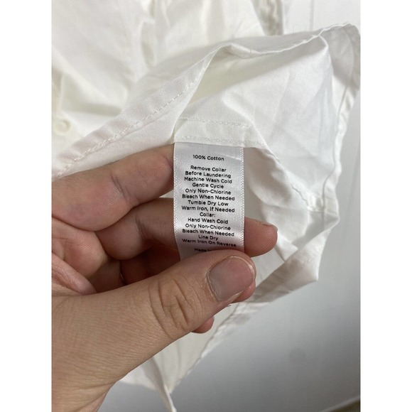 NWT Talbot's White Cotton Rhinestone Collared Long Sleeved Button Down Shirt 18 - Picture 4 of 6